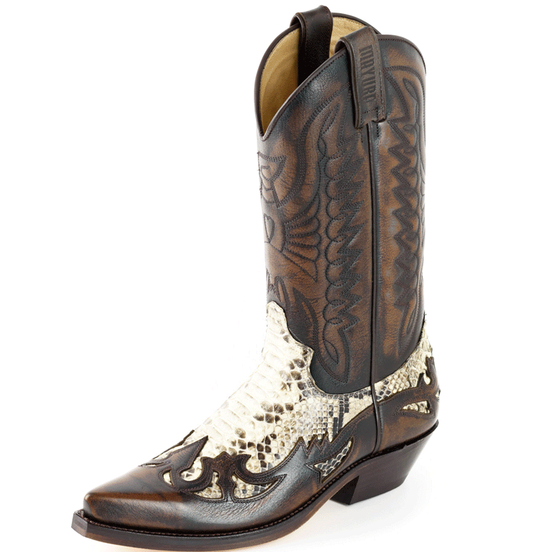 Mayura 1935 Cowboy Boot Brown Genuine Snakeskin Natural